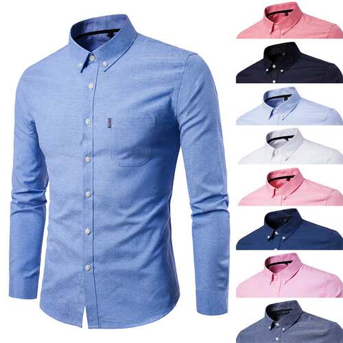 衬衫Mens Formal Shirts Men Long Sleeve Slim Fit Casual Shirt