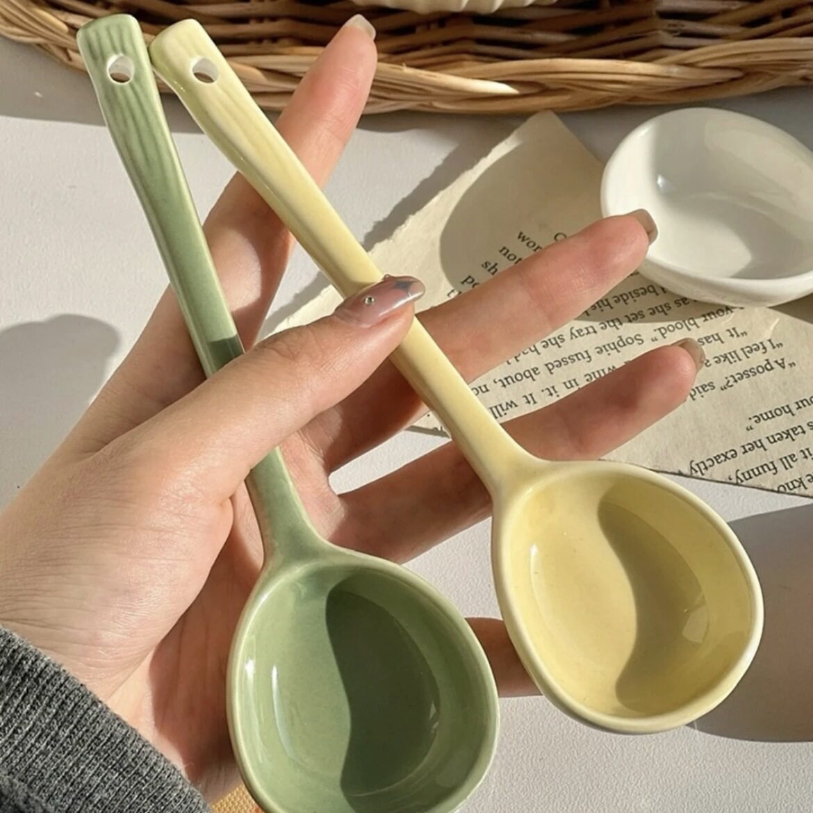 陶瓷勺子ins可爱糖果色小