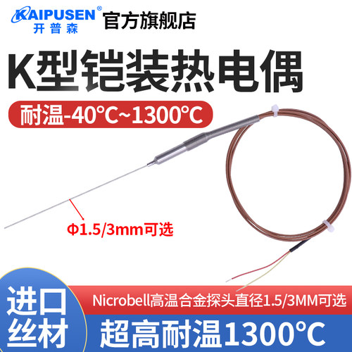 开普森K型铠装热电偶耐高温1300