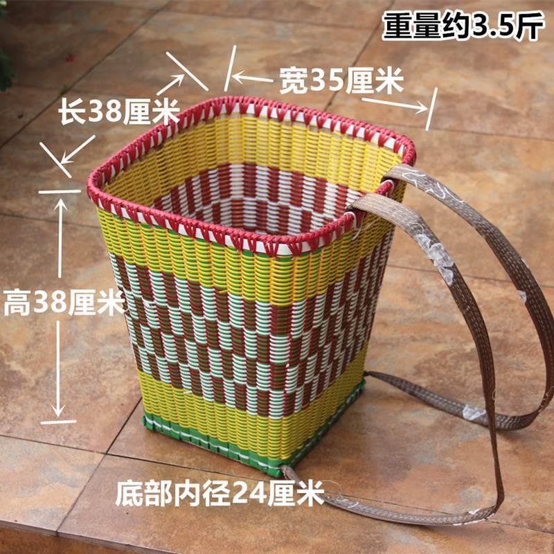 四川竹编背篼方形竹背篓竹背筐夹背塑料买菜成人家用背重物加固款