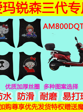 适用于爱玛锐森三代电动车脚垫电瓶车AM800DQT-8丝圈脚踩垫脚踏垫