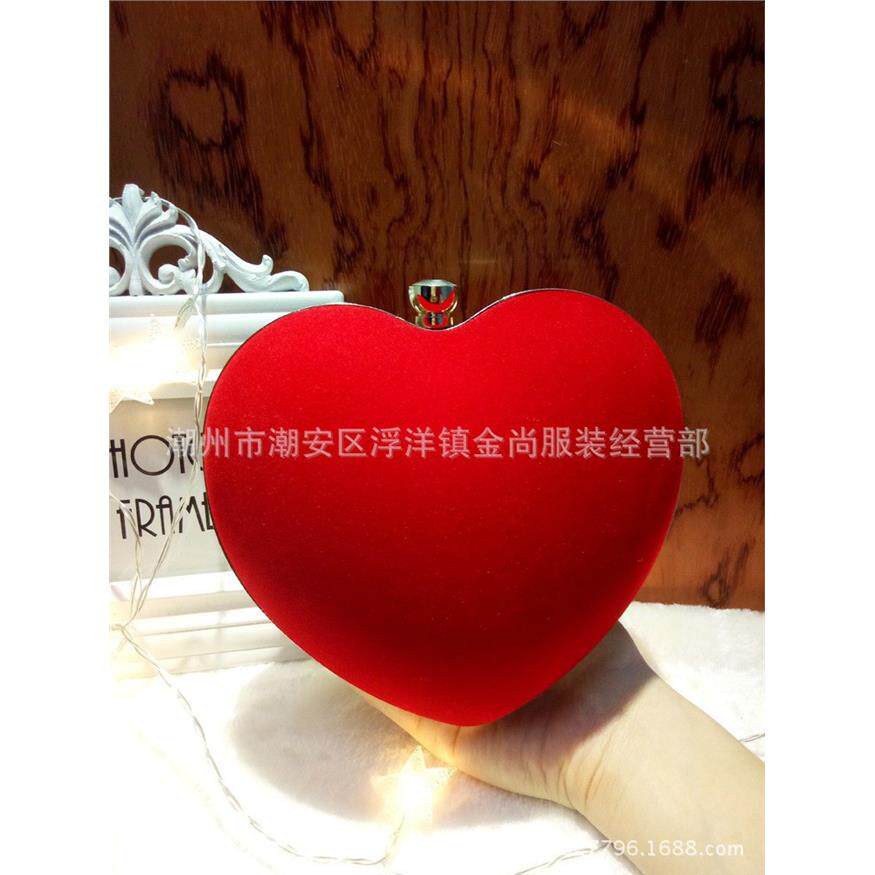 绒面爱心包桃心形手提包