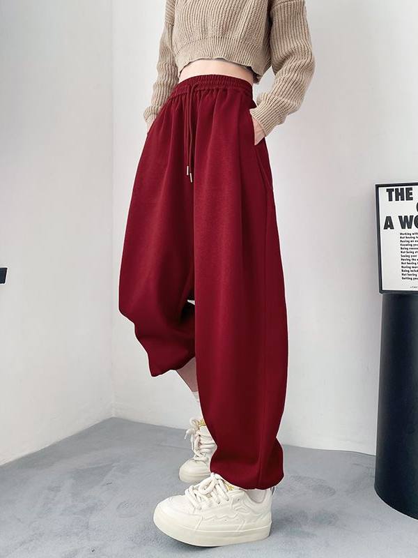 Plus size 150.00kg American High Street Sports Casual Pants Women's Spring and Autumn Bloomers Loose Slim Looking Jogger Pants Sweatpants