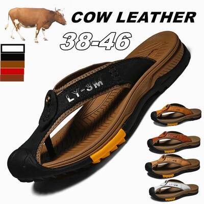 summer slippers for men sandals genuine leather man shoes