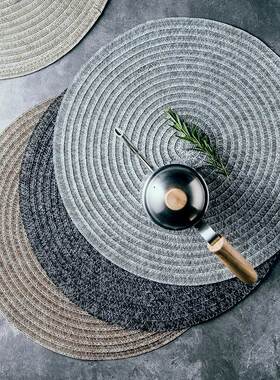 编织餐垫碗盘垫Woven round placemat insulated plate bowl mat
