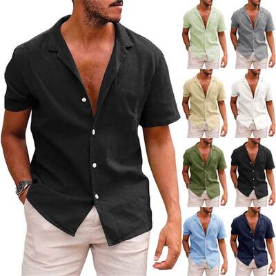 Shirts For Men Shirt Summer Blouse 男Clothes Black Color Man