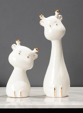 25款北欧创意简约萌鹿可爱玄关客厅电视柜卧室儿童装饰品摆件轻奢