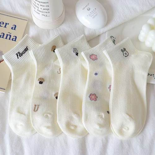 白色袜子女短袜ins潮春夏薄款纯棉可爱浅口短袜短筒学生百搭