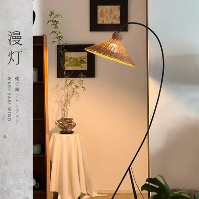 沙发卧室复古极简日式藤编落地灯
