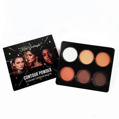 跨境Contour Palette化妆品6色粉饼修容盘哑光高光防水遮瑕压粉