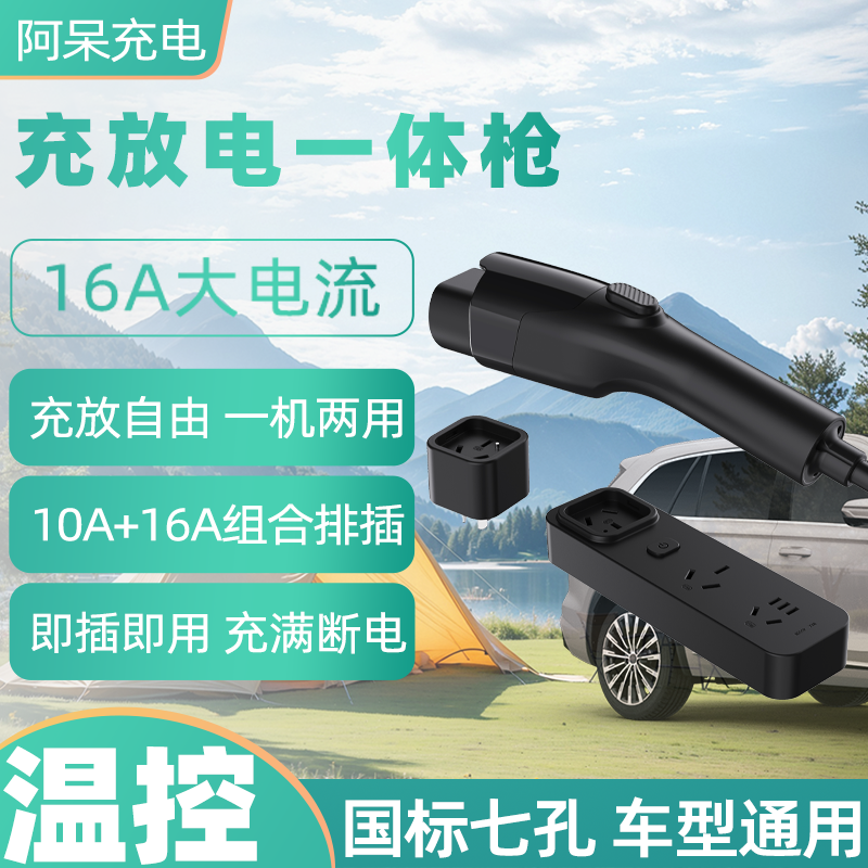 阿呆充电便携式充放电枪器3.5kW16A适用于比亚迪小鹏蔚来理想通用