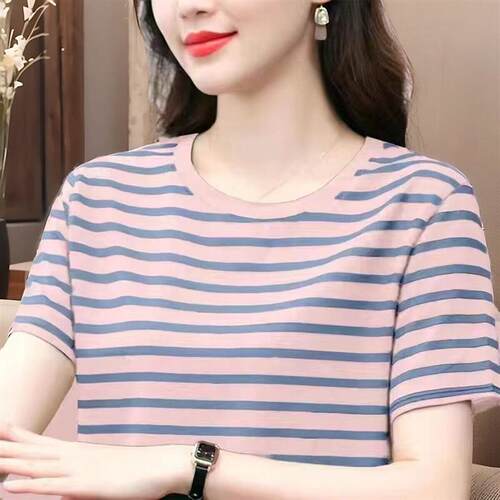 妈妈夏装纯棉短袖t恤中年女装2026新款母亲节衣服中老年洋派上衣