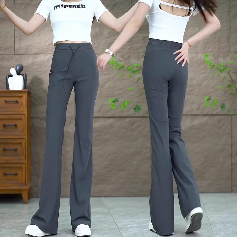冰丝速干微喇裤女夏季薄款2025新款爆款高腰修身显瘦休闲喇叭裤子