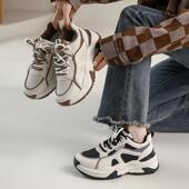 女踩屎感真皮运动鞋 34加绒跑步老爹鞋 女2025新款 棉鞋 冬季 小码 爆款