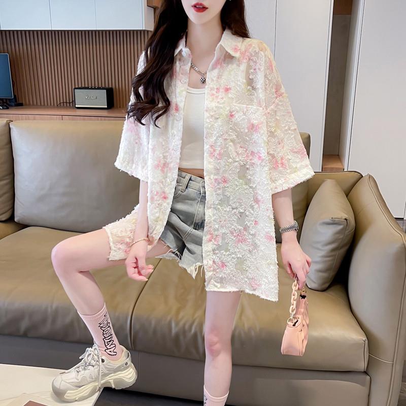 高级感超好看的防晒衬衫外套女夏季减龄洋气漂亮花色别致流苏上衣