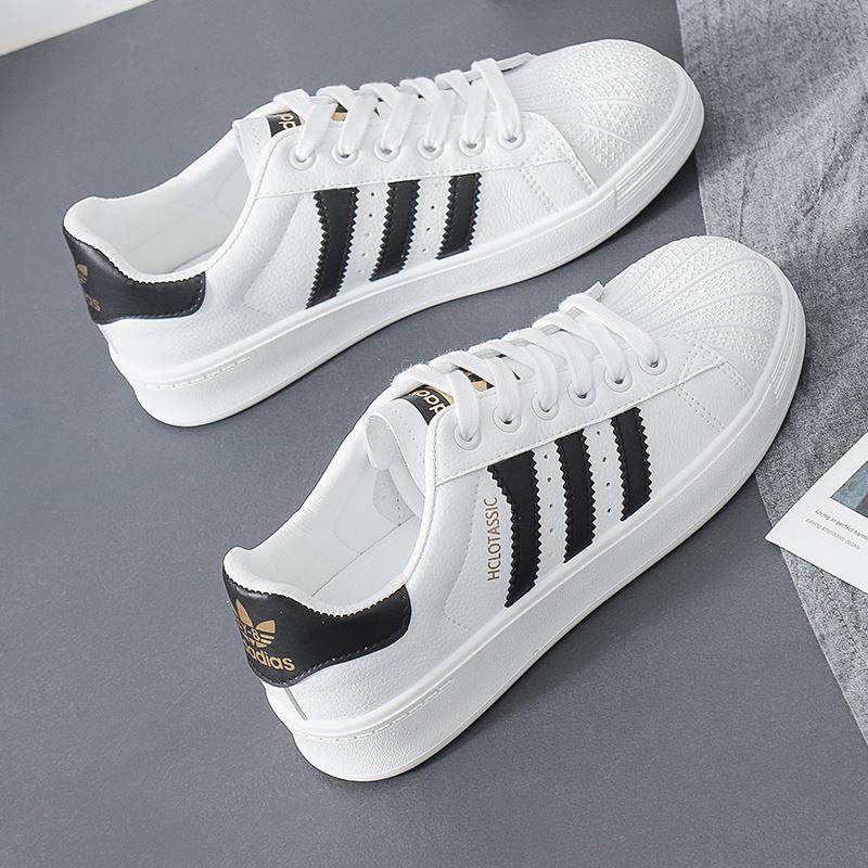 女鞋透气新款2023爆款百搭夏季贝壳头平底白色板鞋学生小白鞋女生