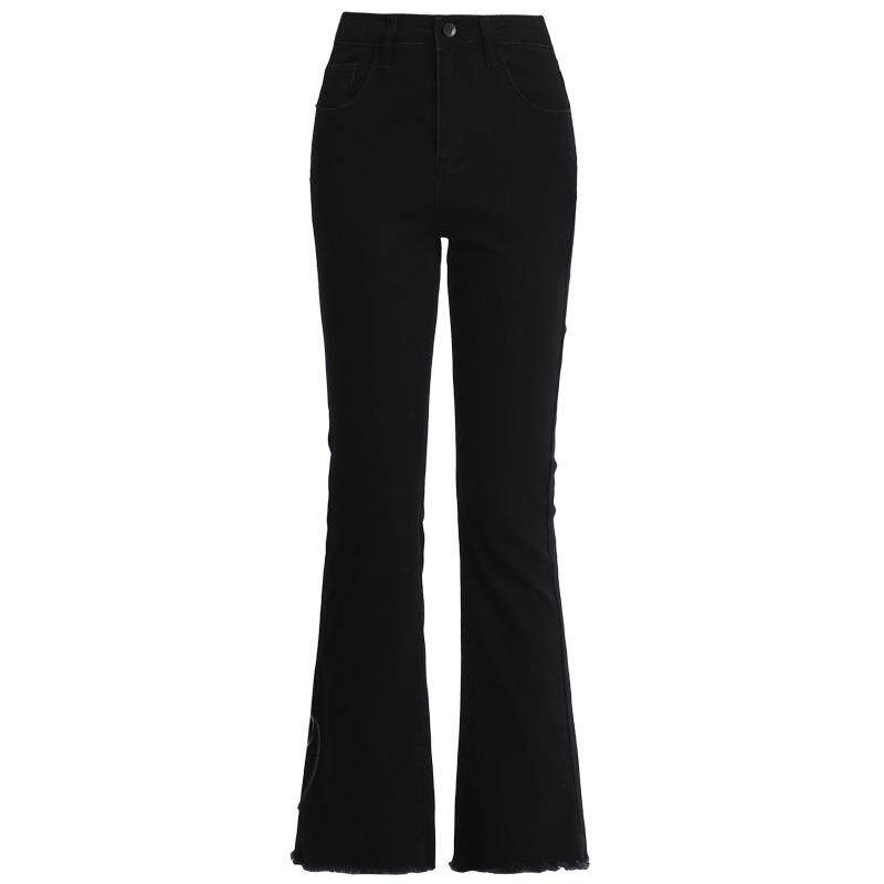 黑色微喇牛仔裤女夏季薄款2025春秋新款小个子女士八九分喇叭裤子