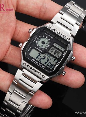 适配CAISO卡西欧小方块AE1200/1300金属不锈钢表壳手表外壳改装男