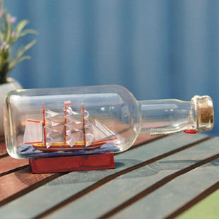 新品 瓶中船玻璃帆船许愿瓶毕业礼品生日礼物许愿玻璃瓶长嘴瓶