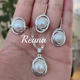 蒙古元素双环彗星珍珠戒指项链耳环饰品三件套套装民族风套组