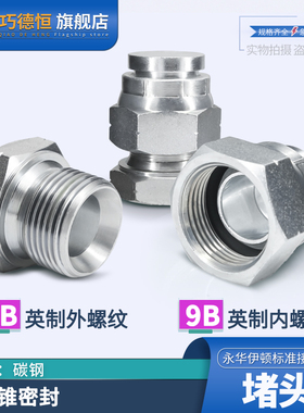 4B/9B碳钢外六角堵头闷头油塞螺塞60度锥4分1/2内外螺纹外丝堵头