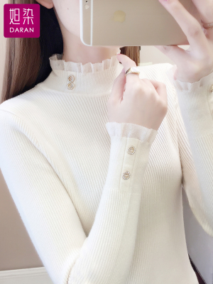 半高领蕾丝毛衣打底衫内搭女2025新款秋季穿搭上衣春秋温柔针织衫