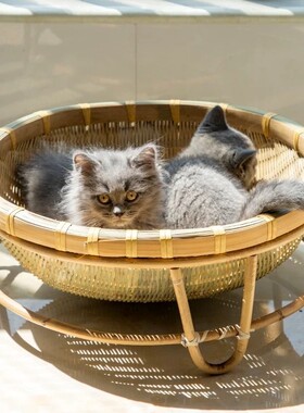 手工编制竹编猫窝宠物别
