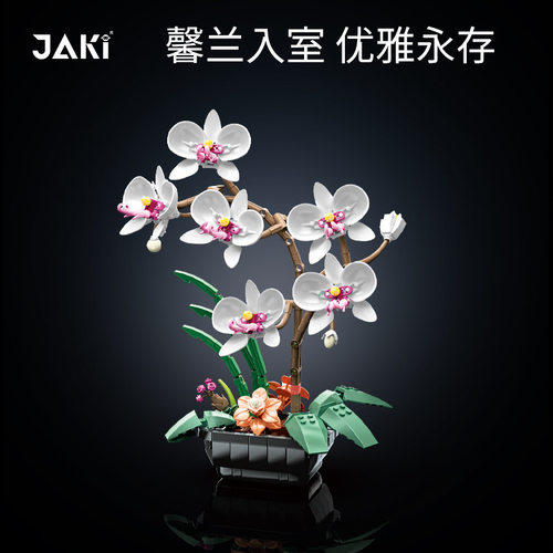 佳奇蝴蝶兰永生花盆栽积木摆件