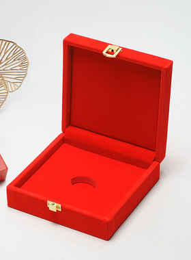 金元宝收纳盒黄金首饰盒婚庆红色大红植绒收纳盒绒布盒金饰包装盒