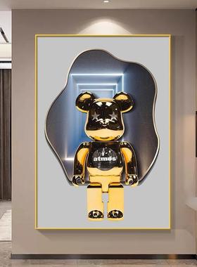 潮牌暴力熊挂画kaws玄关装饰画现代简约新款客厅画背景墙过道壁画
