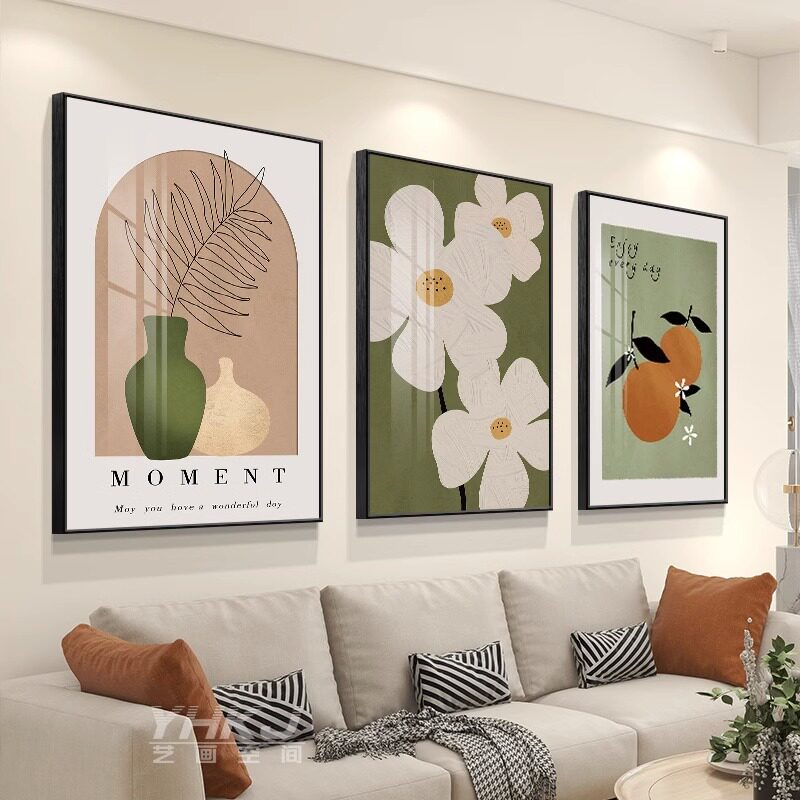 客厅装饰画现代简约沙发背景墙挂画三联画2026新款壁画餐厅卧室画