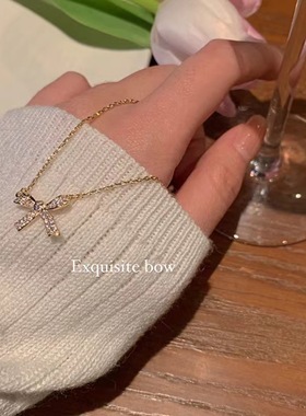 新款蝴蝶结项链女轻奢小众设计颈链风气质高级感锁骨链