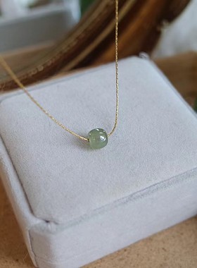 转运珠玉石项链女ins锁骨链不掉色玉吊坠仙气小众气质宝石珠子