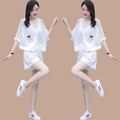欧货短裤套装女夏2025新款时尚百搭镂空短袖小个子运动休闲两件套