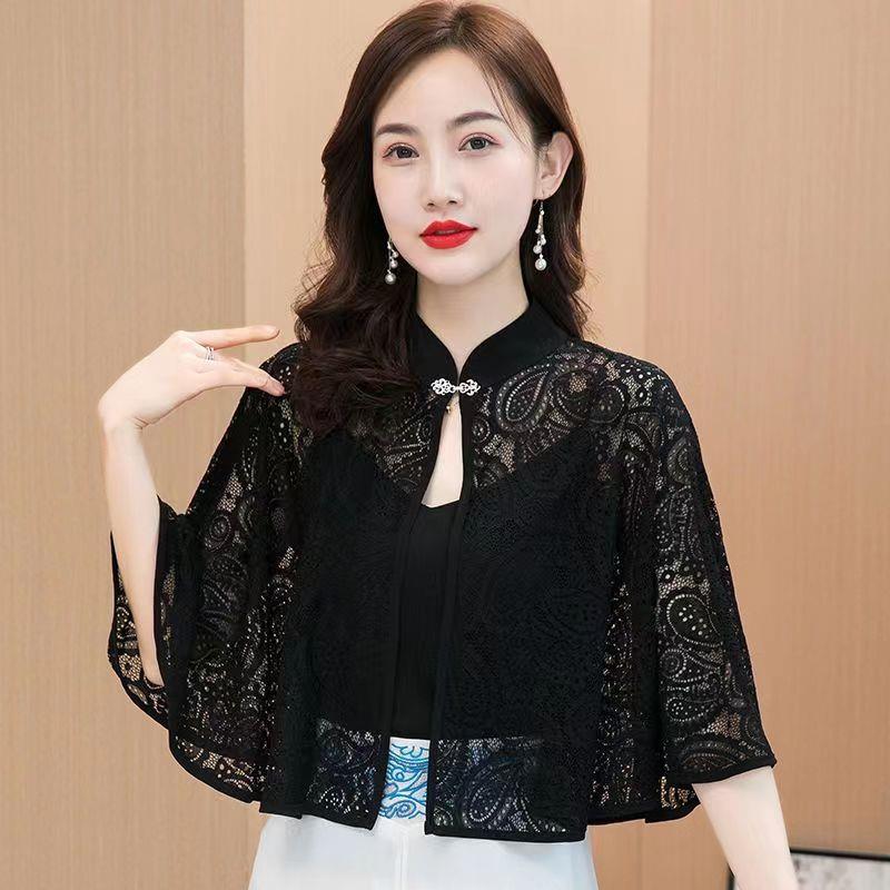 小披肩女洋气夏季新款网红斗篷披风妈妈旗袍外搭蕾丝开衫防晒外套