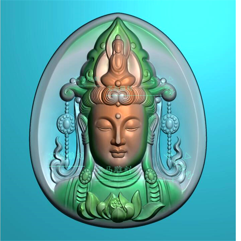 精雕图观音头像挂件浮雕图jdp玉雕图深雕正庄观音u头