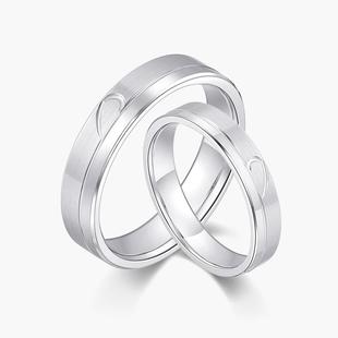 奢珠_伴 铂金对戒女戒PT950白金戒指男结婚情侣素圈