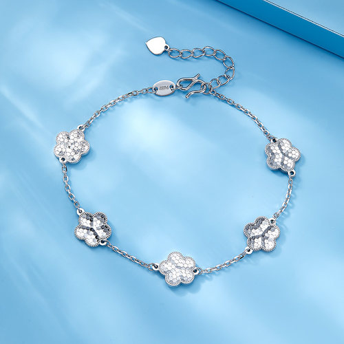 奢珠PT950铂金五瓣花手链官方旗舰店