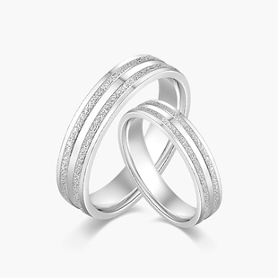 奢珠_挚 铂金对戒女戒PT950白金戒指男结婚情侣素圈新款