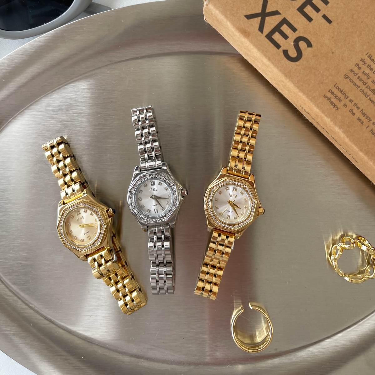 IEKE镶钻圆形精致时尚女手表