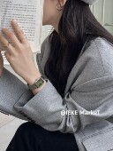 IEKE 韩系高级感手表女款 竹节方形小表盘精致轻奢小众百搭小绿表