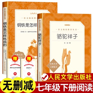 骆驼祥子人民文学出版社七年级必读课外书钢铁是怎样炼成的原著正版初一下7上推荐青少年读物老舍完整版无删减老师推荐八上新华