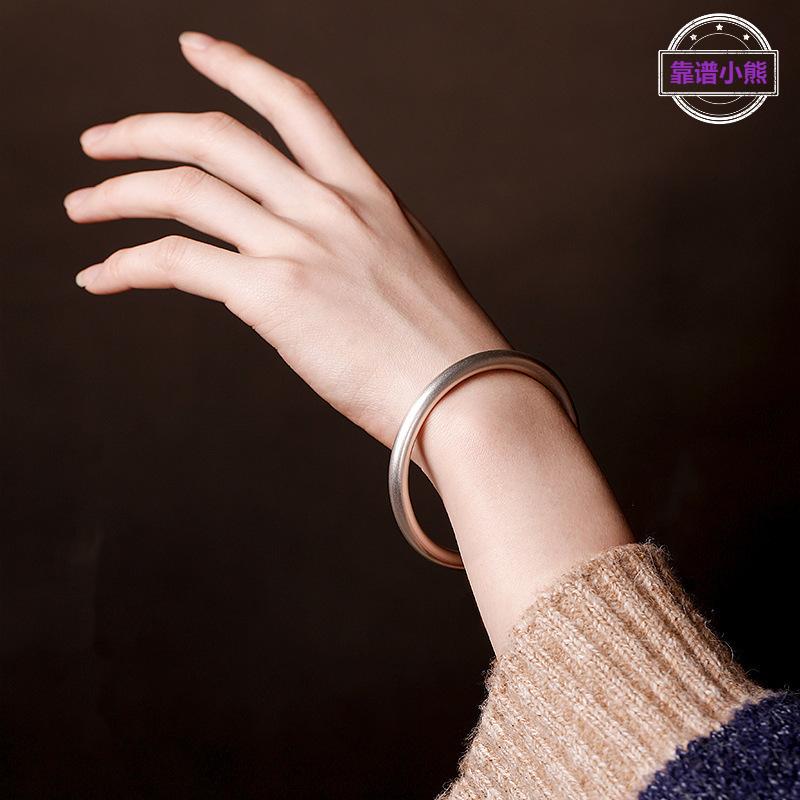 哑光传承古法镀银手镯女喷砂磨砂