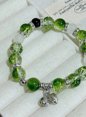 绿意手串新中式秋季荷叶青莲串珠