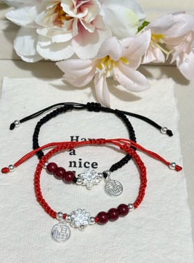 朱砂莲花手链情侣编织手绳