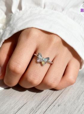 戒指女夏季氛围感镶嵌彩锆指环