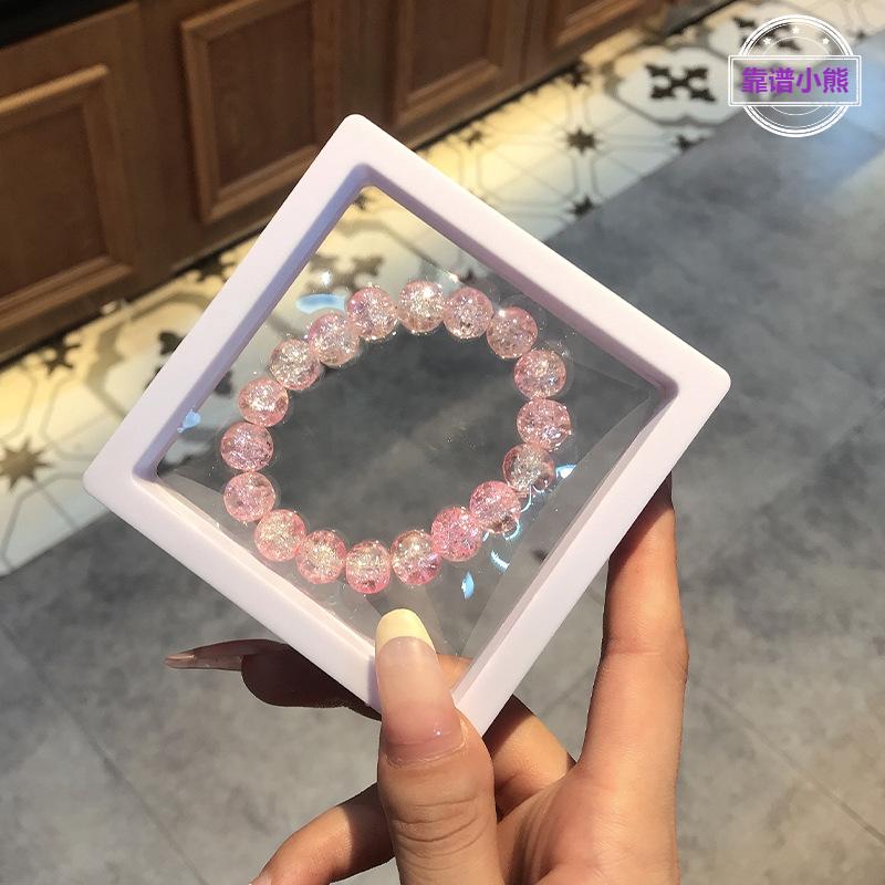 碎花珠冰透手串学生盒装水晶手链