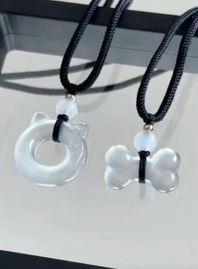 狗头骨头吊坠情侣闺蜜锁骨链