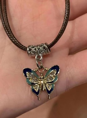 复古皮绳吊坠项链女新款潮小众