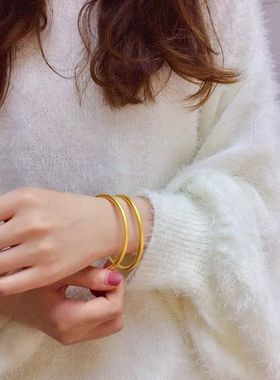 手镯女磨砂复古素圈手环